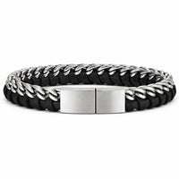 Für Herren:Leder-Edelstahl-Armband mit optionaler Gravur Nr. 13