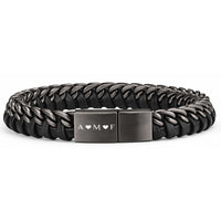 Für Herren:Leder-Edelstahl-Armband mit optionaler Gravur Nr. 13