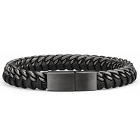 Für Herren:Leder-Edelstahl-Armband mit optionaler Gravur Nr. 13