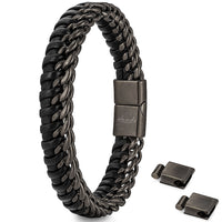 Für Herren:Leder-Edelstahl-Armband mit optionaler Gravur Nr. 13