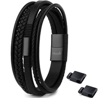Für Herren: Leder Multilayer Gravur-Armband Nr. 8