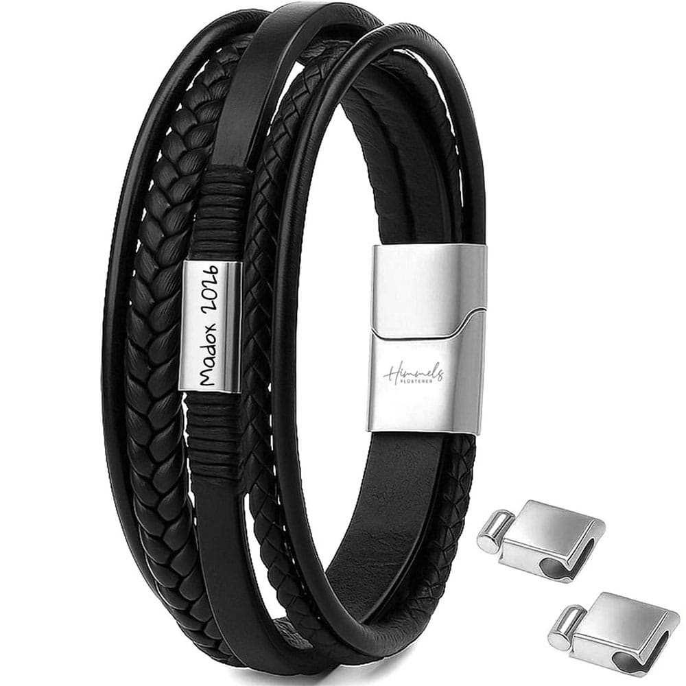 Für Herren: Leder Multilayer Gravur-Armband Nr. 8
