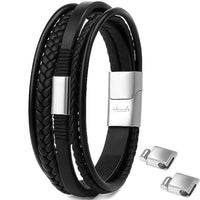 Für Herren: Leder Multilayer Gravur-Armband Nr. 8