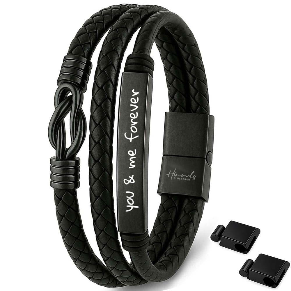 Für Herren: Leder Infinity Gravur-Armband Nr. 9