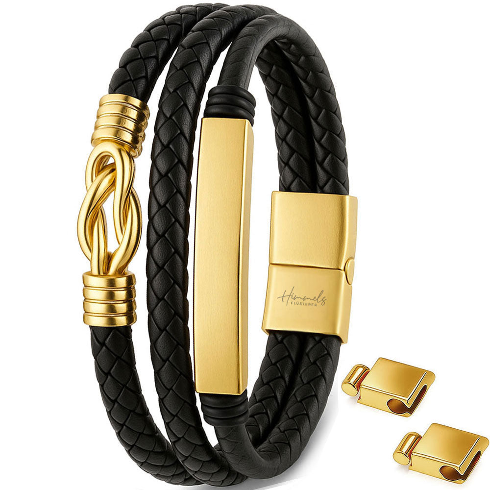 Für Herren: Leder Infinity Gravur-Armband Nr. 9