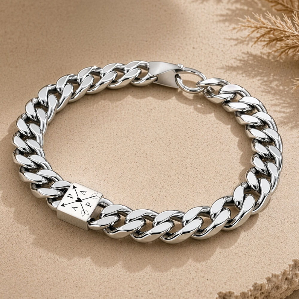 Für Herren: Gravur-Panzerketten-Armband mit Wunsch-Initialen #1