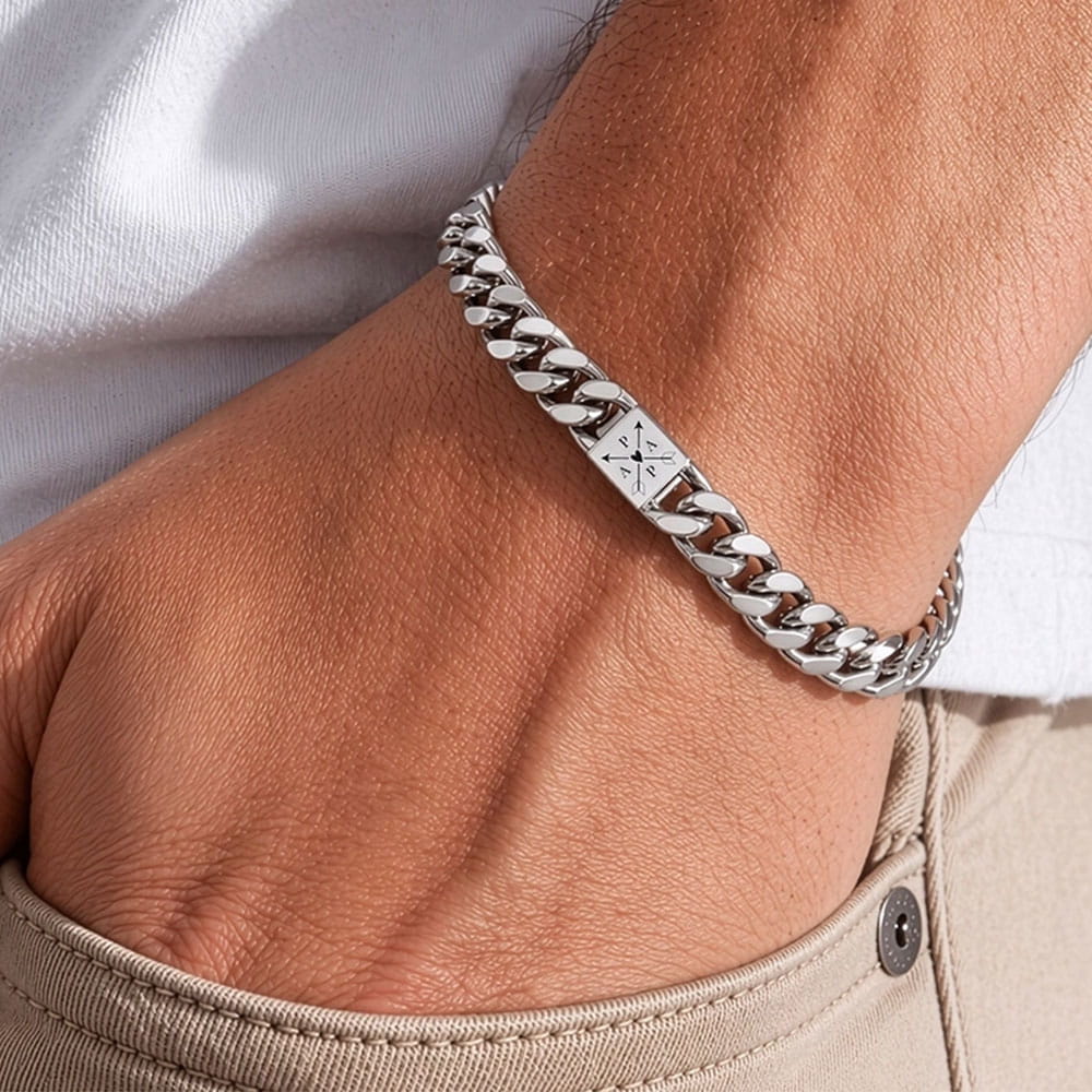 Für Herren: Gravur-Panzerketten-Armband mit Wunsch-Initialen #1