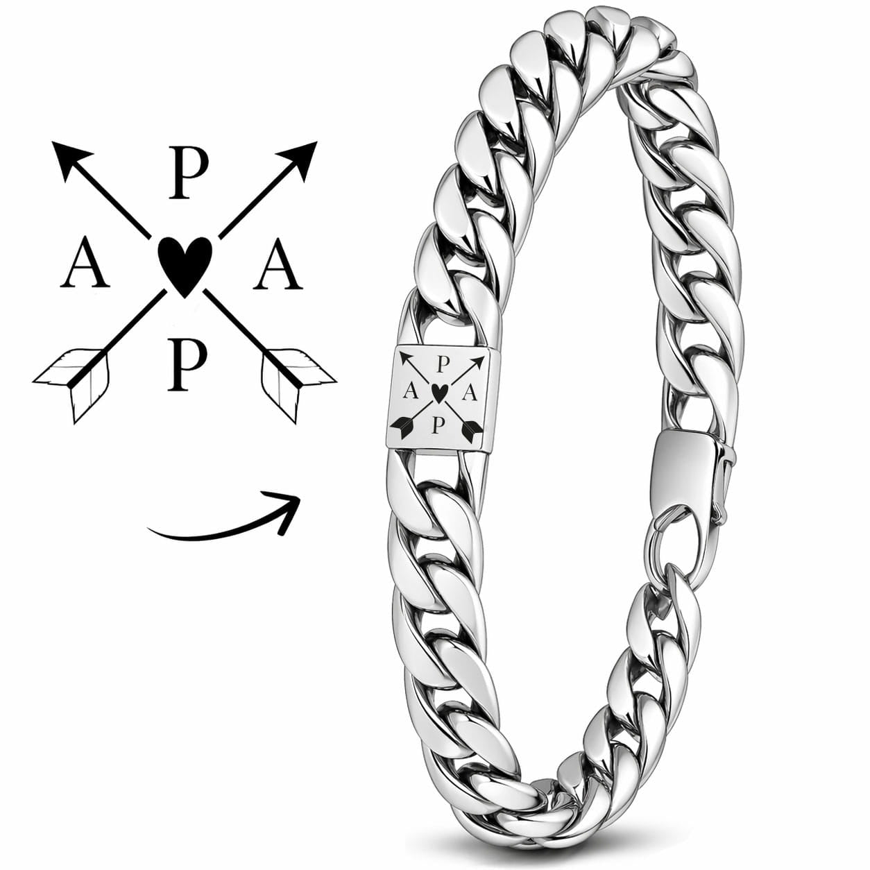 Für Herren: Gravur-Panzerketten-Armband mit Wunsch-Initialen #1