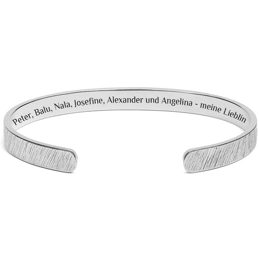 Gebürsteter Gravur-Armreif mit innenseitiger Gravur - Unisex