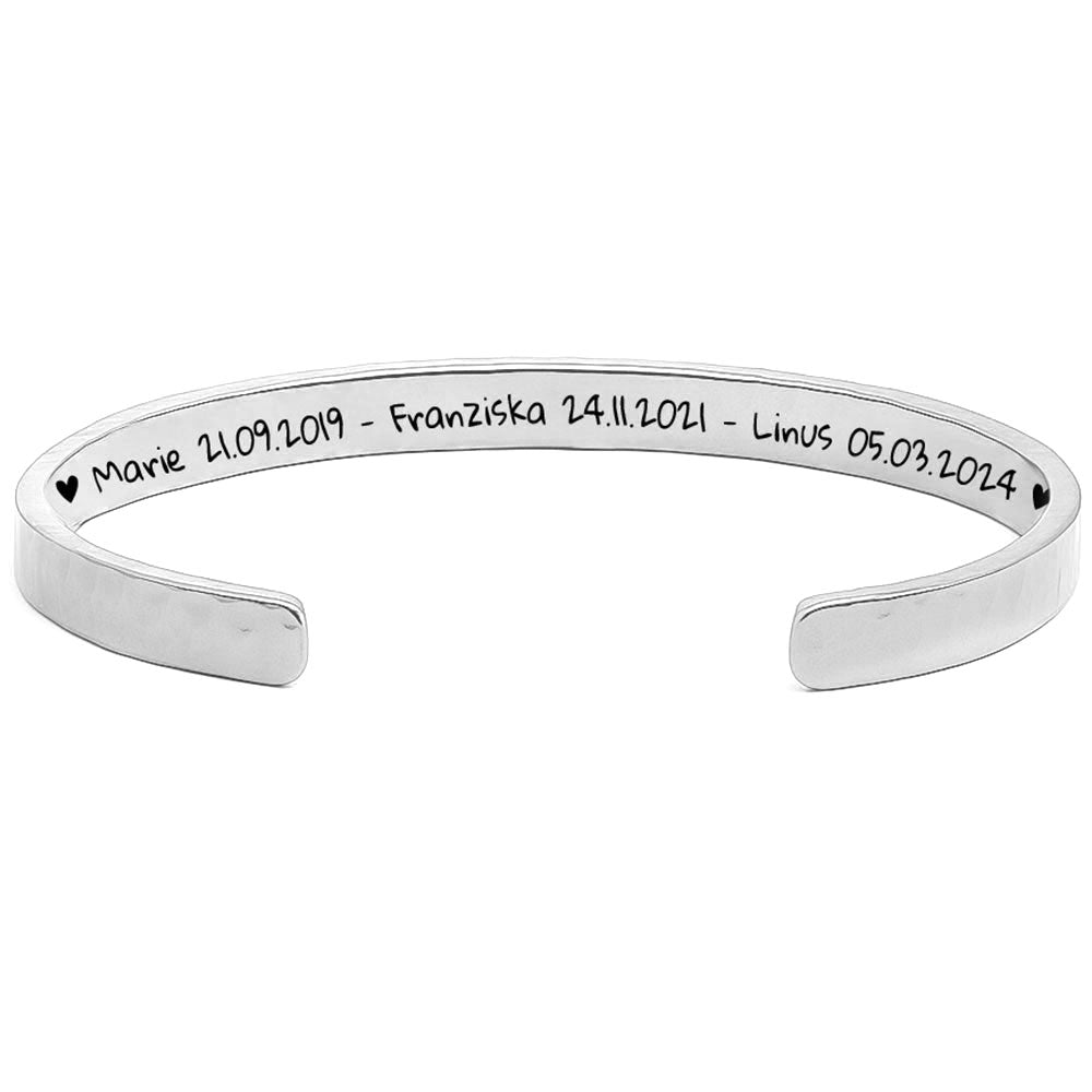 Gehämmerter Gravur-Armreif mit innenseitiger Gravur - Unisex