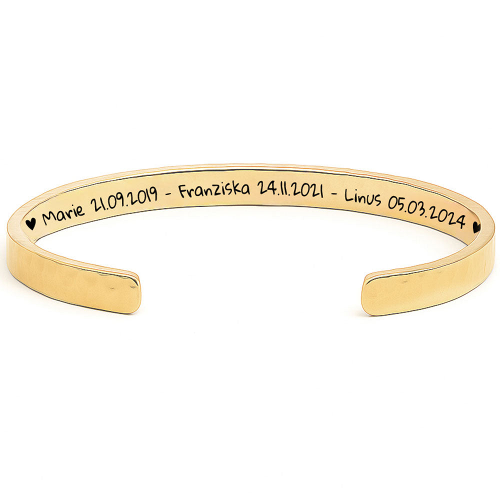 Gehämmerter Gravur-Armreif mit innenseitiger Gravur - Unisex