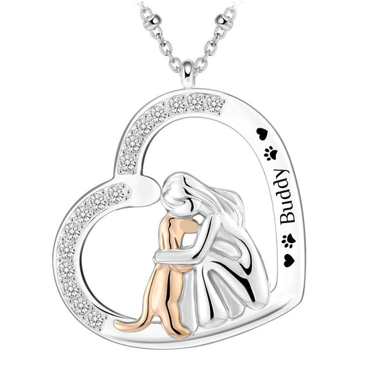 Herz-Halskette mit Gravur "I ♥ mein Hündchen" | Personalisiertes Geschenk | Haustier | Herrchen | Frauchen