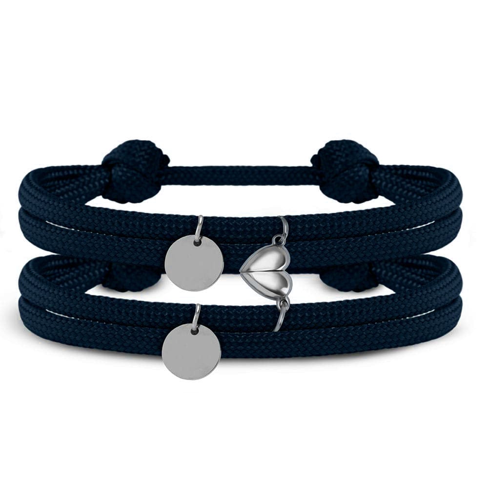 Segeltau Partnerarmbänder "geteiltes Herz" | mit Gravur | Armbänder für Zwei | Pärchen & Paare