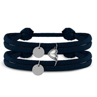 Segeltau Partnerarmbänder "geteiltes Herz" | mit Gravur | Armbänder für Zwei | Pärchen & Paare