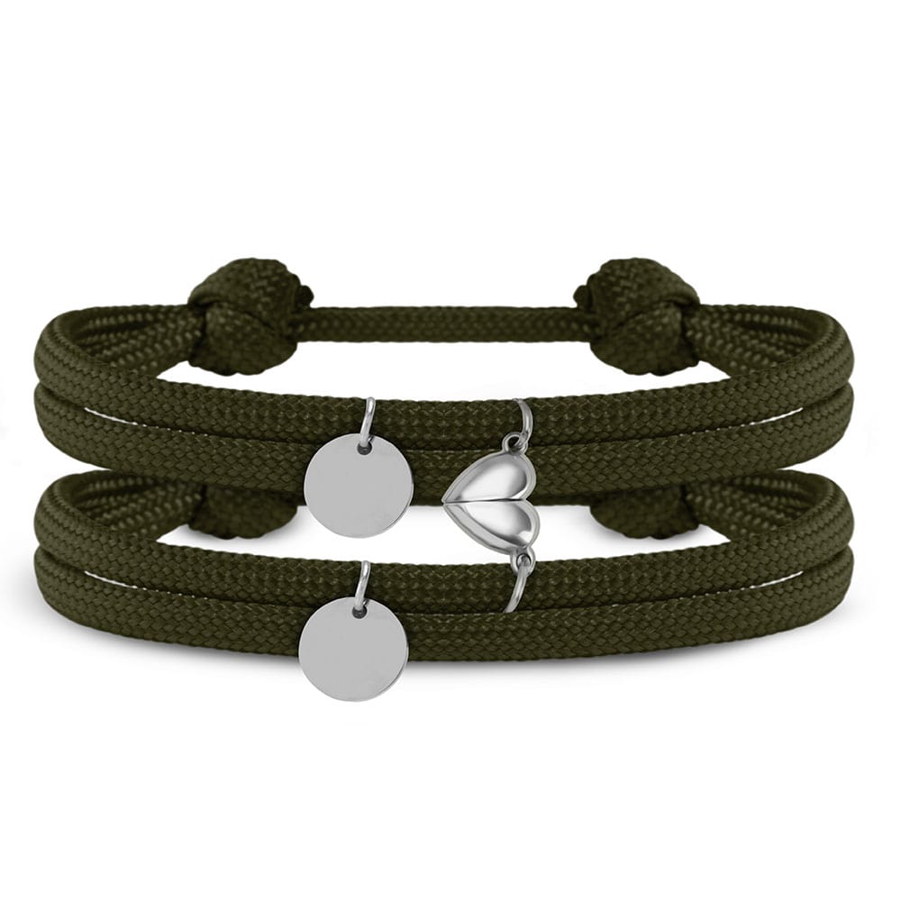 Segeltau Partnerarmbänder "geteiltes Herz" | mit Gravur | Armbänder für Zwei | Pärchen & Paare