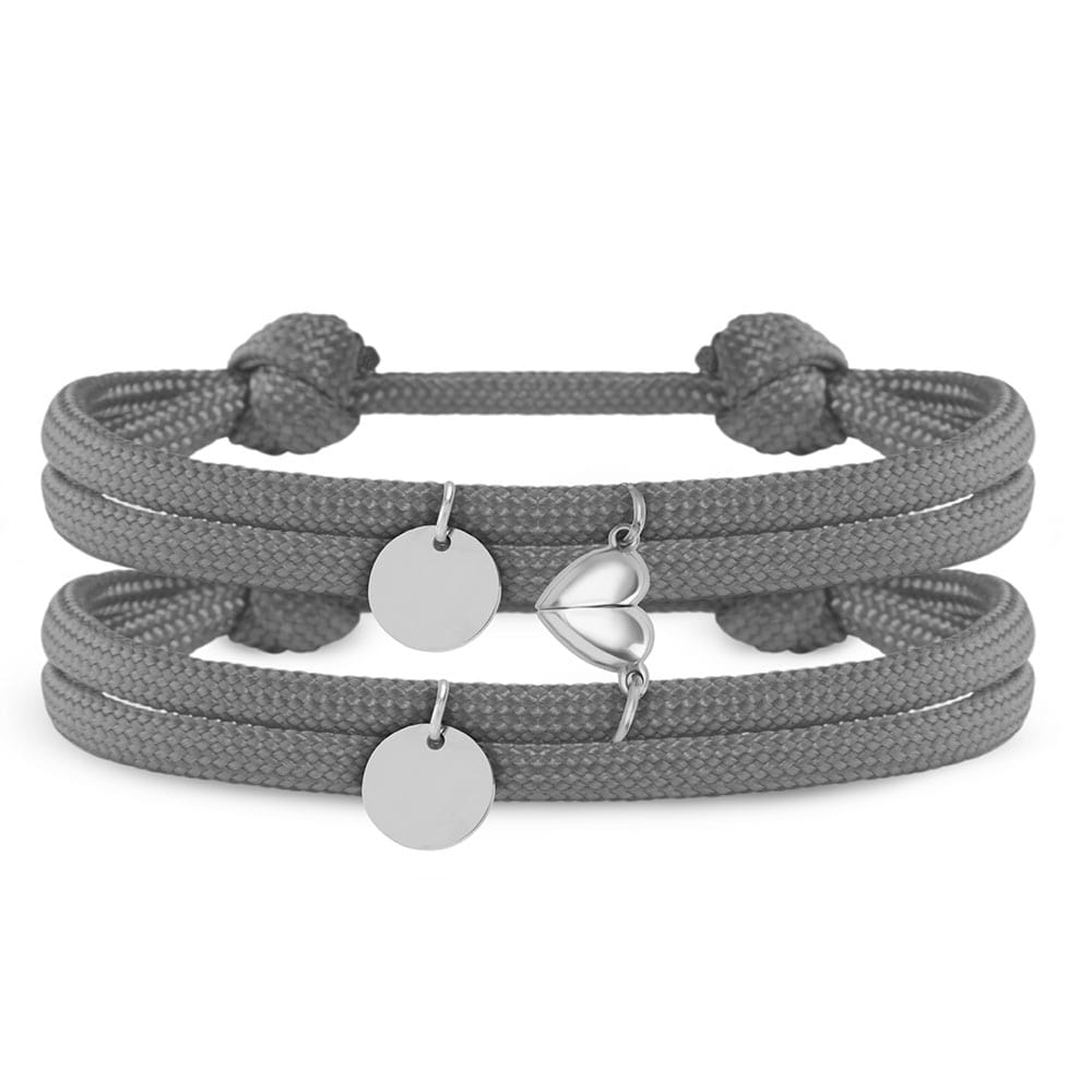 Segeltau Partnerarmbänder "geteiltes Herz" | mit Gravur | Armbänder für Zwei | Pärchen & Paare