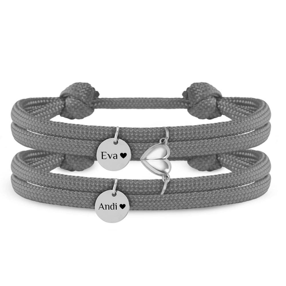 Segeltau Partnerarmbänder "geteiltes Herz" | mit Gravur | Armbänder für Zwei | Pärchen & Paare
