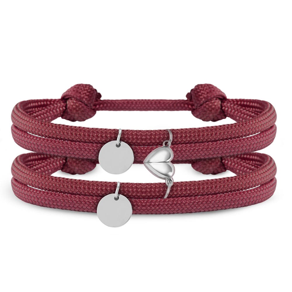 Partnerarmbänder Mit Herz-Anhänger – 4 Stück Set, Verstellbar, Für Paare & Freundschaft, Aus Polyester