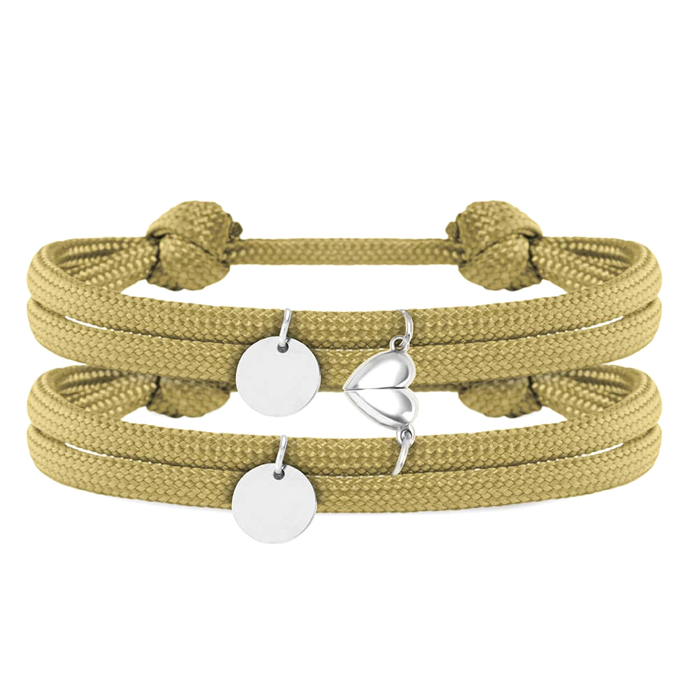 Segeltau Partnerarmbänder "geteiltes Herz" | mit Gravur | Armbänder für Zwei | Pärchen & Paare