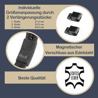 Für Herren: Leder Gravur-Armband Nr. 4 für 4 Gravuren | individuelle Größenanpassung | Magnetischer Verschluss | Echtes Leder