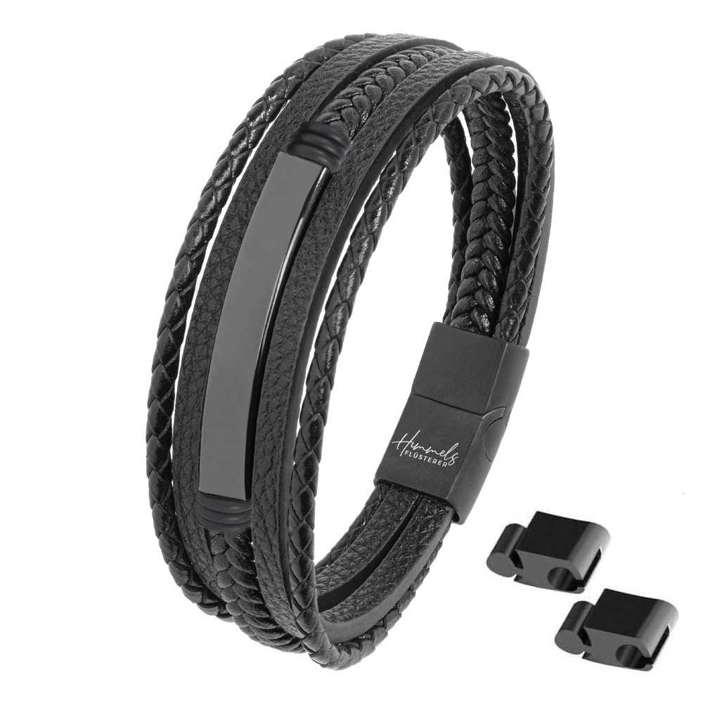 Für Herren: Leder Gravur-Armband Nr. 1 | individuelle Größenanpassung | Magnetischer Verschluss | Echtes Leder