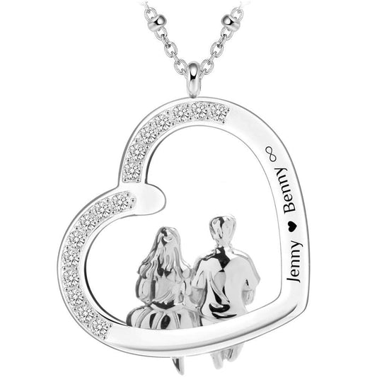 Herz-Halskette mit Gravur "Liebespaar" | Personalisiertes Geschenk | Frau | Mann | Paar | Pärchen