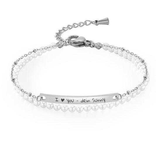 Zweireihiges Sommer-Gravur-Armband mit Perlen