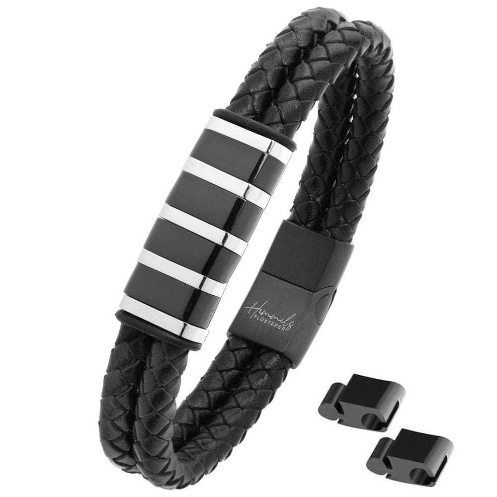 Für Herren: Leder Gravur-Armband Nr. 4 für 4 Gravuren | individuelle Größenanpassung | Magnetischer Verschluss | Echtes Leder