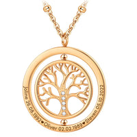 Gravur-Halskette mit drehbarem Lebensbaum | Personalisiertes Geschenk