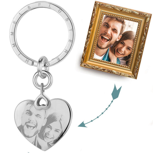 Herz-Schlüsselanhänger für eine Bild-Gravur | Personalisiertes Geschenk | Fotogeschenk