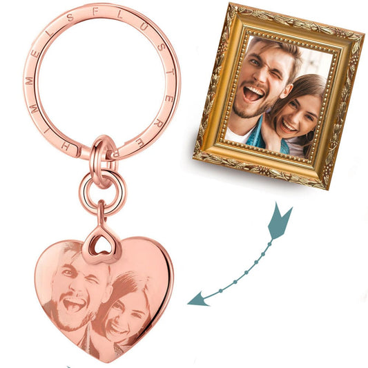Herz-Schlüsselanhänger für eine Bild-Gravur | Personalisiertes Geschenk | Fotogeschenk