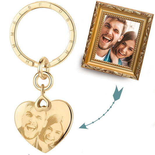Herz-Schlüsselanhänger für eine Bild-Gravur | Personalisiertes Geschenk | Fotogeschenk