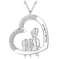 Herz-Halskette mit Gravur "Mama & zwei Töchter" | Personalisiertes Geschenk | Mama | Tochter