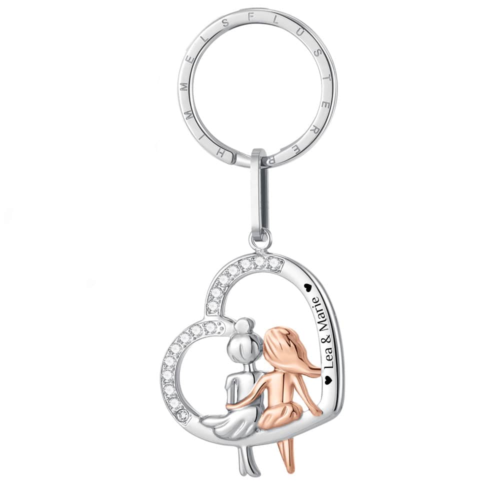Herz-Schlüsselanhänger mit Gravur "Friends" | Personalisiertes Geschenk | Beste Freundin | Mama | Tochter | Schwester