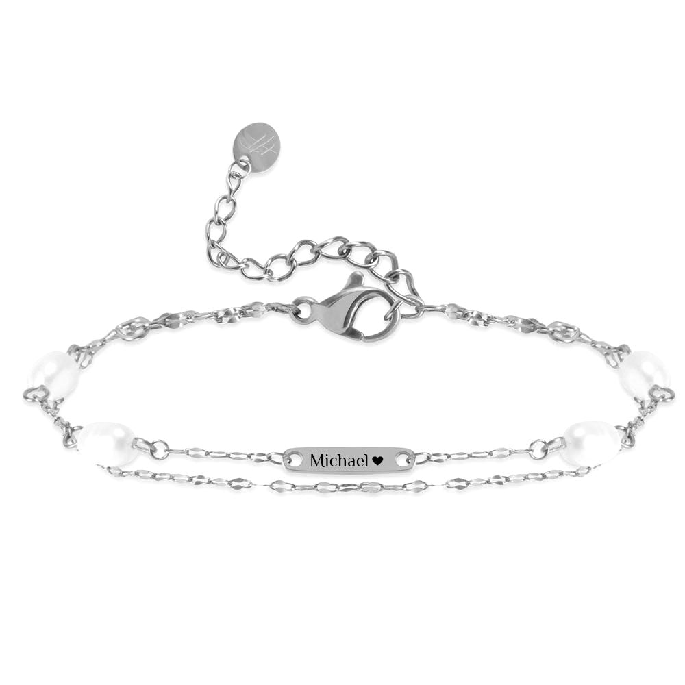 Dezentes Perlen-Armband mit kleiner Gravur