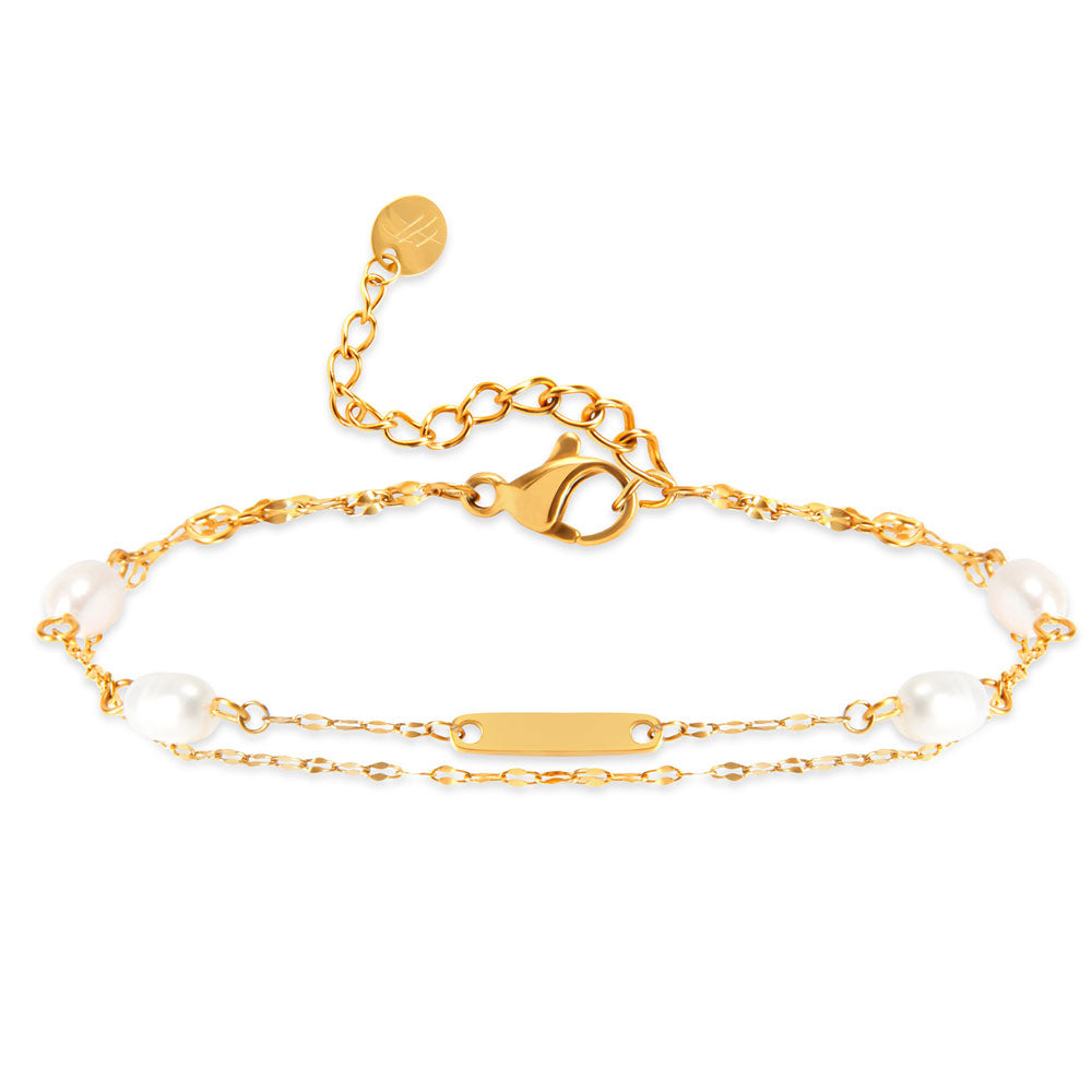 Dezentes Perlen-Armband mit kleiner Gravur