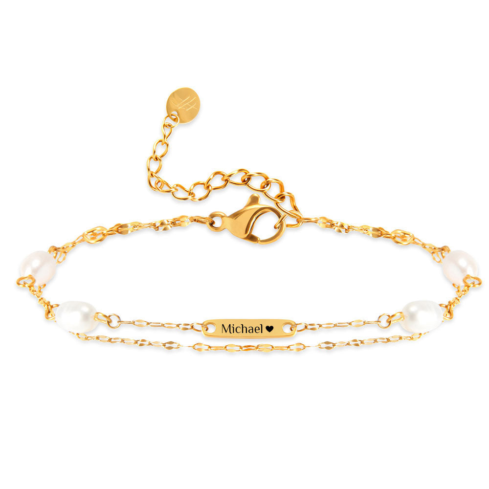 Dezentes Perlen-Armband mit kleiner Gravur