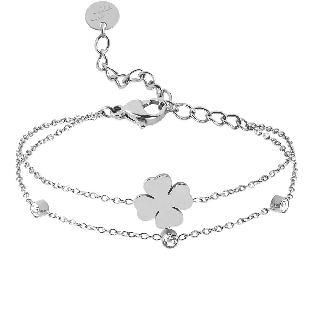 Zweirehiges Kleeblatt-Gravur-Armband