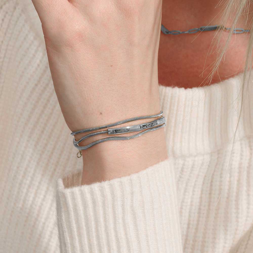 Layering Schlangenketten-Gravur-Armband