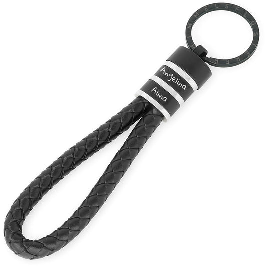 Für Herren: Leder Gravur-Schlüsselanhänger "Papa & Wir" für 2 Gravuren