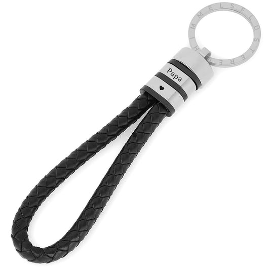 Für Herren: Leder Gravur-Schlüsselanhänger "Papa & Wir" für 2 Gravuren