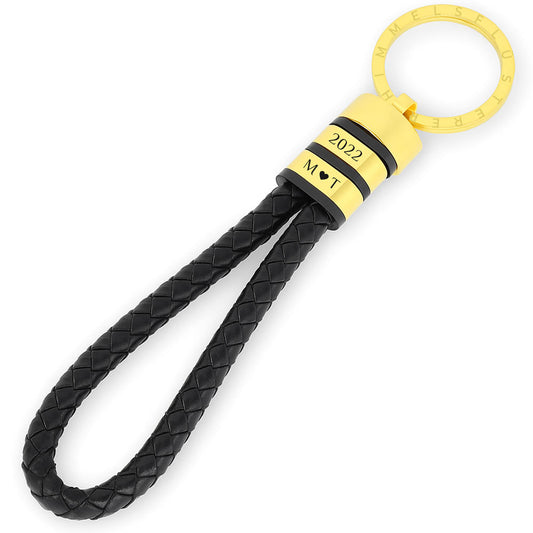 Für Herren: Leder Gravur-Schlüsselanhänger "Papa & Wir" für 2 Gravuren