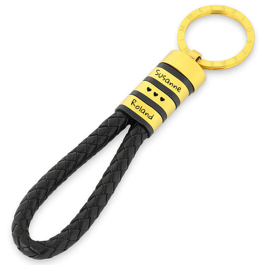 Für Herren: Leder Gravur-Schlüsselanhänger "Papa & Wir" für 3 Gravuren