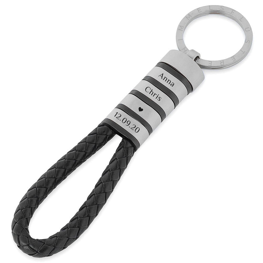 Für Herren: Leder Gravur-Schlüsselanhänger "Papa & Wir" für 4 Gravuren