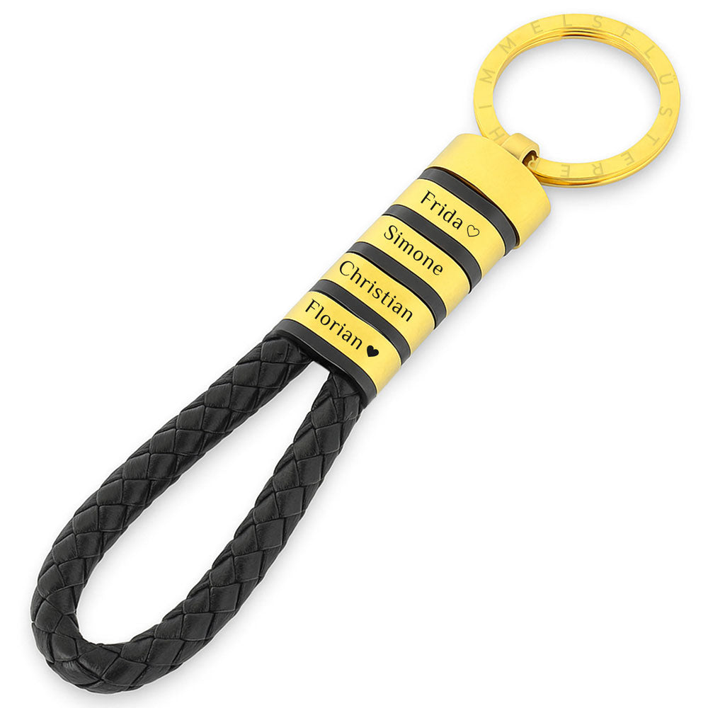 Für Herren: Leder Gravur-Schlüsselanhänger "Papa & Wir" für 4 Gravuren