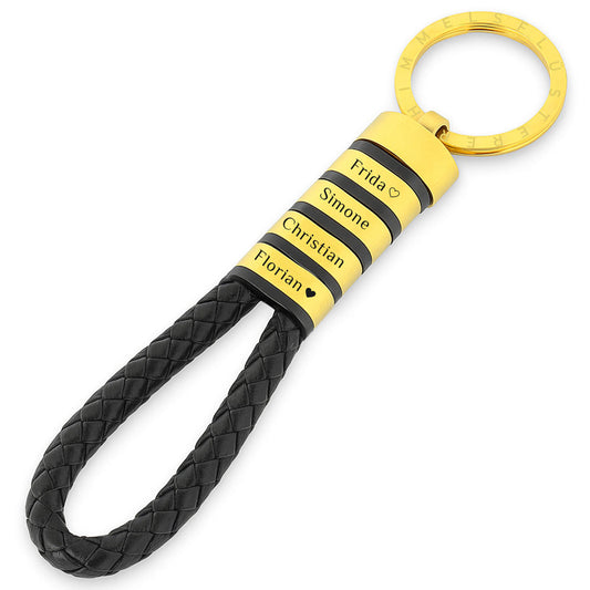 Für Herren: Leder Gravur-Schlüsselanhänger "Papa & Wir" für 4 Gravuren