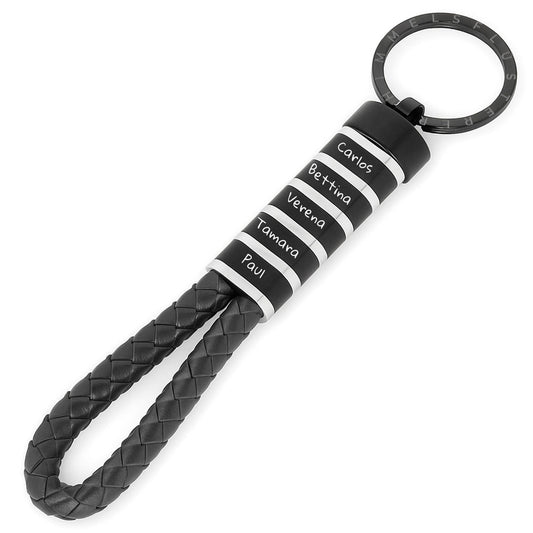 Für Herren: Leder Gravur-Schlüsselanhänger "Papa & Wir" für 5 Gravuren