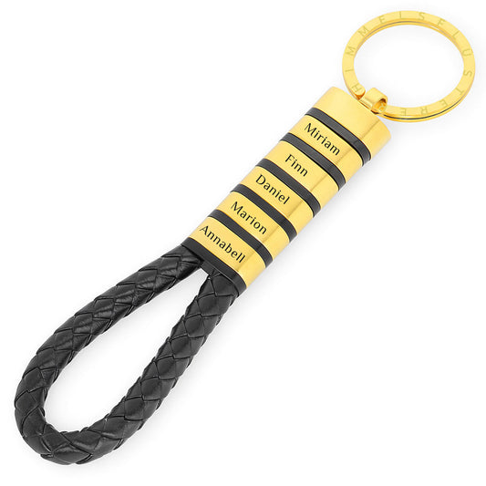 Für Herren: Leder Gravur-Schlüsselanhänger "Papa & Wir" für 5 Gravuren