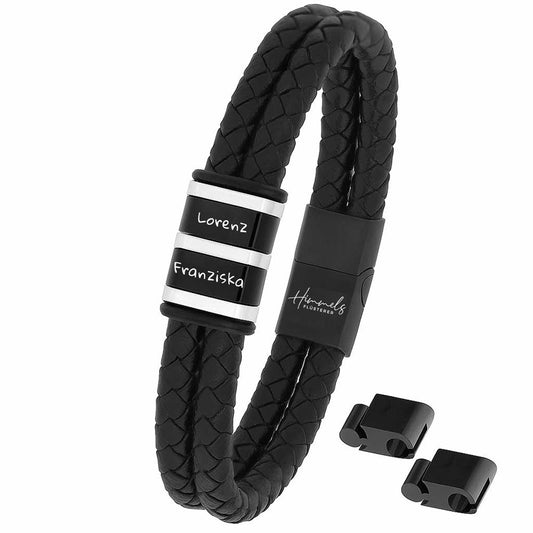 Für Herren: Leder Gravur-Armband "Papa & Wir" für 2 Gravuren
