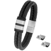Für Herren: Leder Gravur-Armband "Papa & Wir" für 2 Gravuren